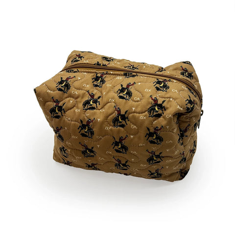 make up bag gold lazy j quilted, Large