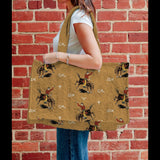 2 strap tote bag, gold, lazy j 