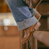Side view of Leawood Tan Goat Vamp Boot 