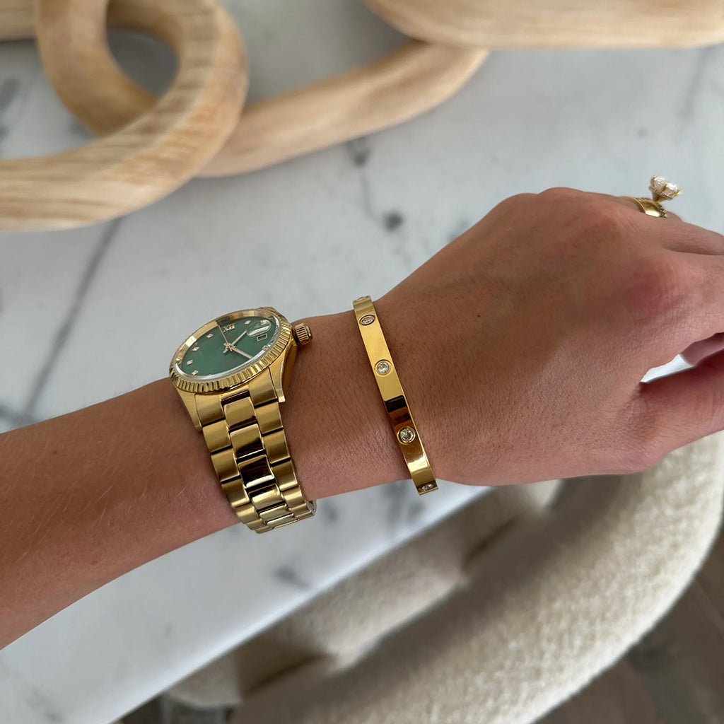 Bangle bracelet with rhinestones throughout