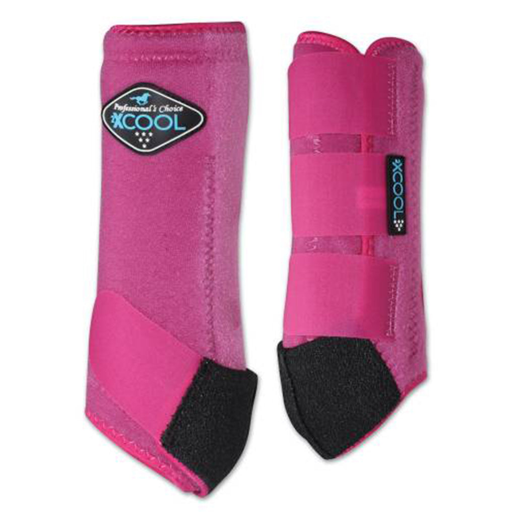raspberry front horse boots with professionals choice 2xcool logo. 