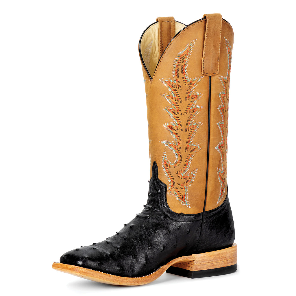 Anderson Bean Women's Black Full Quill Ostrich/Honey Top