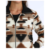 CINCH KHAKI FULL ZIP AZTEC PRINT - LADIES JACKET Collar View