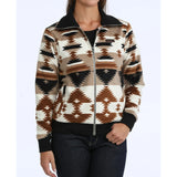 CINCH KHAKI FULL ZIP AZTEC PRINT - LADIES JACKET Front Close Up View