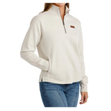 Cinch Ladies Cream Cable Knit 1/4 Zip Pullover Side View