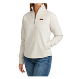 Cinch Ladies Cream Cable Knit 1/4 Zip Pullover