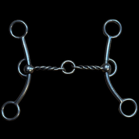 Marne shank with a life save circle in between the twisted wire mouthpiece.