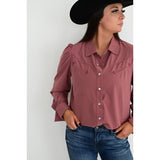 Howdy Hanny Wine Performance Arrow Snap Long Sleeve Shirt