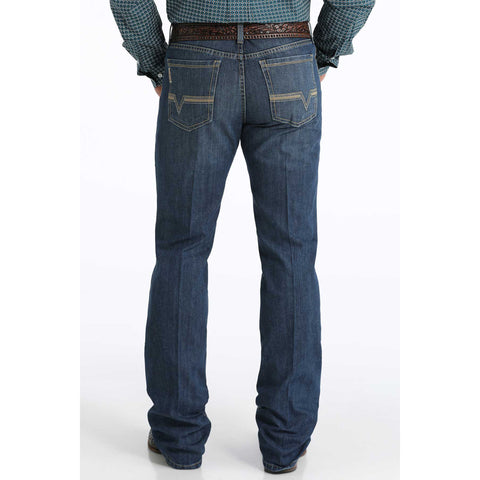 Dark Stone Jeans with Suntan, Cream and Khaki Embroidery the Back Pockets in a V-shape