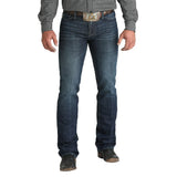 Men's dark wash slim fit jeans -front view