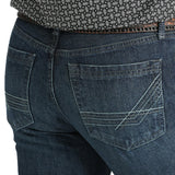 Men's dark wash slim fit jeans-pocket view