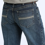 Close up view of the back pockets on White Label Dark Wash Jeans