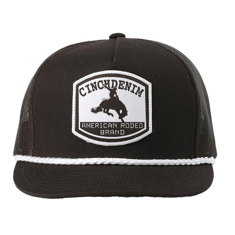 Cinch Brown Cap with Rodeo Brand Patch and White rope Trim On Front 