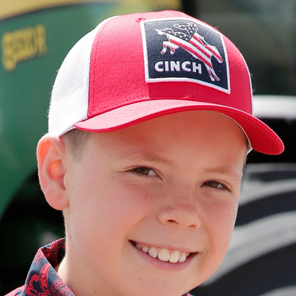 Cinch Bronc Roder Cinch Youth Red & White Bronc Cap