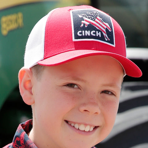 Cinch Youth Red/White Bronc Cap