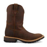 Side view of Twisted X 10" Cowboy Work Boot on a white background highlighting leather construction and work outsole.
