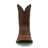 Front view of Twisted X 10" Cowboy Work Boot on a white background showing toe shape and leather detail.
