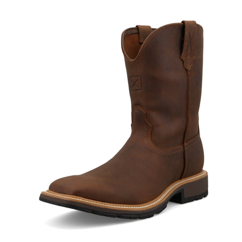 Twisted X 10" Cowboy Work Boot in brown leather on a white background with Western work styling.
