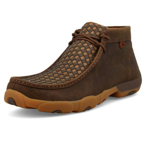 Brown and Tan Weaved Driving Moc
