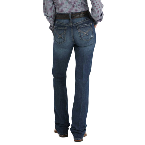 Medium Stone Washed Straight Leg Jeans with Stitched Back Pockets