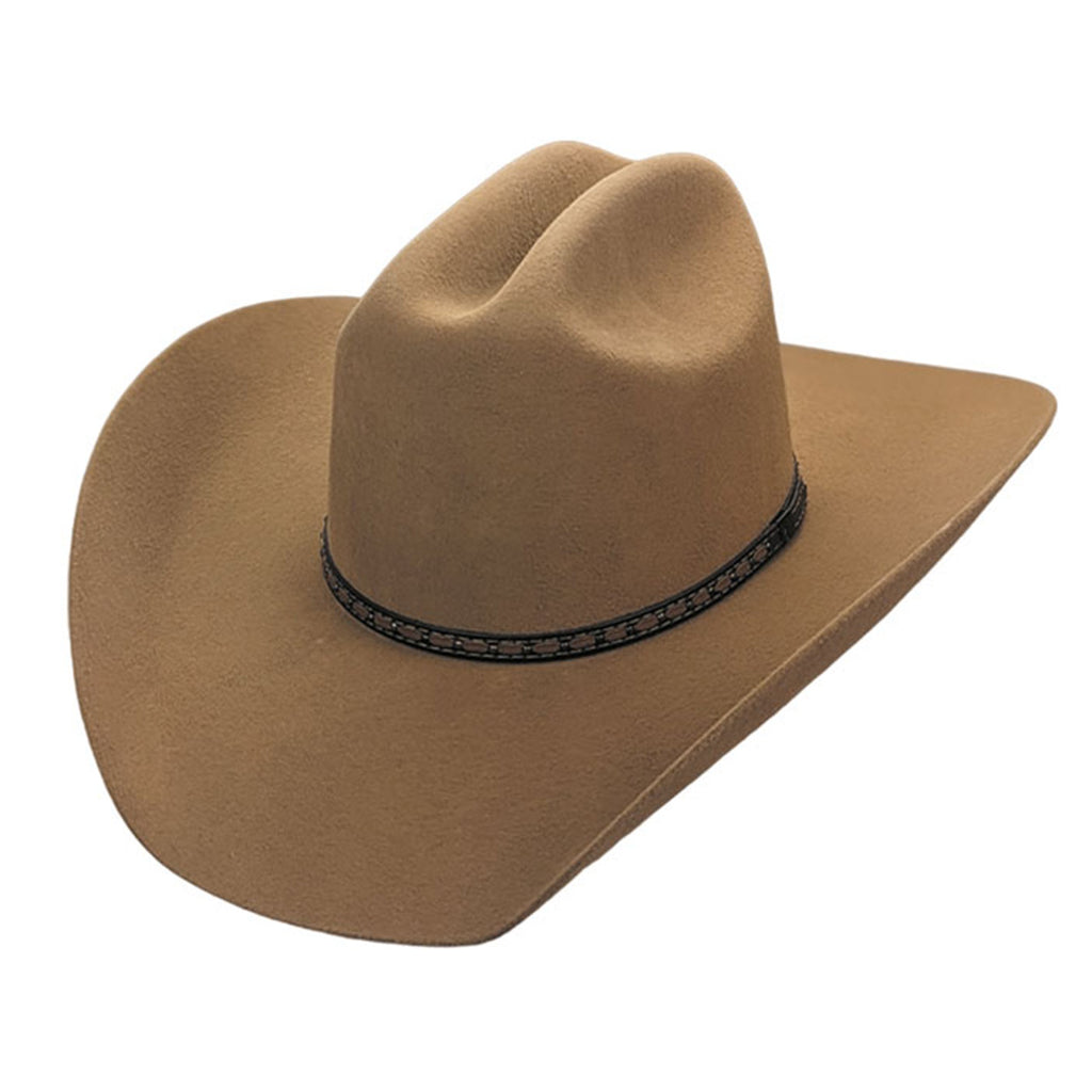 6x Fawn Wool Felt, 4" brim w/2 tone Brown Leather Hatband