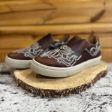 Brown Slip on Shoe with White Boot Stitch