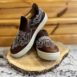 Brown Slip on Shoe with White Boot Stitch
