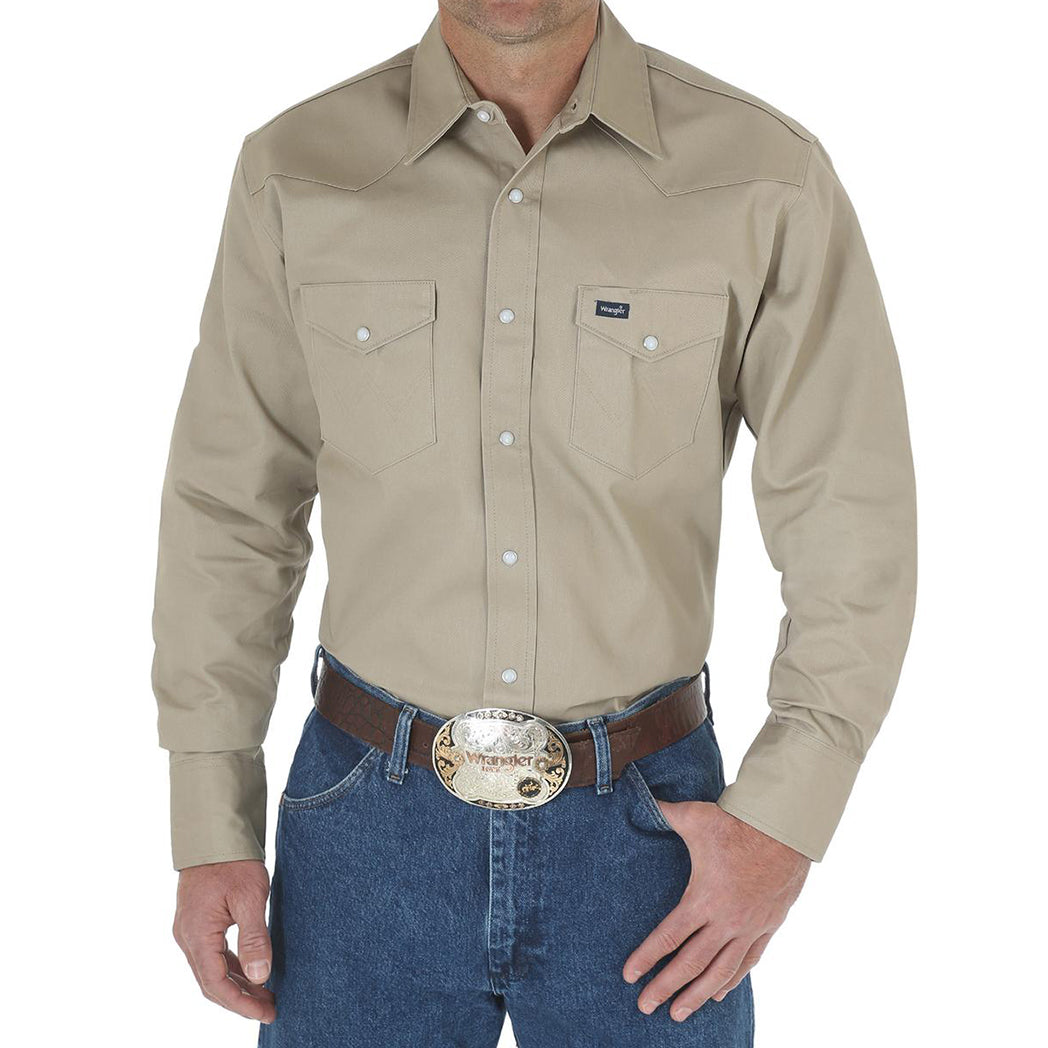 Wrangler Men's Tan Cowboy Cut Work Shirt Wrangler Men's Tan Cowboy Cut Work Shirt