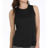 Front of women's black tank top.