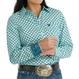 Cinch Women's Light Blue Print Shirt