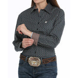 Cinch Women's Navy Geo Print Long Sleeve Shirt