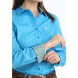 Cinch Women's Tonal Medallion Print Long Sleeve Button-Down Western Shirt Pocket View