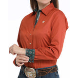 Cinch Women's Copper Micro Stripe Tencel Long Sleeve