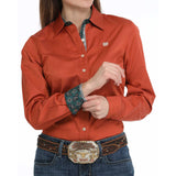 Cinch Women's Copper Micro Stripe Tencel Long Sleeve