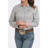 Cinch Women's Long Sleeve White Stripe Button Down