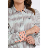 Cinch Women's Long Sleeve White Stripe Button Down