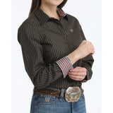 Cinch Women's Geo Stripe Button Down Shirt Cuff View