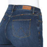 Women's high-rise dark wash jeans back pocket view