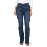 Women's high-rise dark wash jeans front view