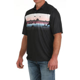 Cinch Men's Arenaflex Black Desert Scene Polo
