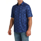Cinch Men's Blue Aztec Arena Flex Polo