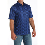 Cinch Men's Blue Aztec Arena Flex Polo
