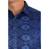 Cinch Men's Blue Aztec Arena Flex Polo