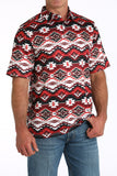 Cinch Men's Arena Flex Red & Black Aztec Polo