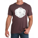 men's short sleeve heather purple tee with silver Cinch Rodeo graphic front