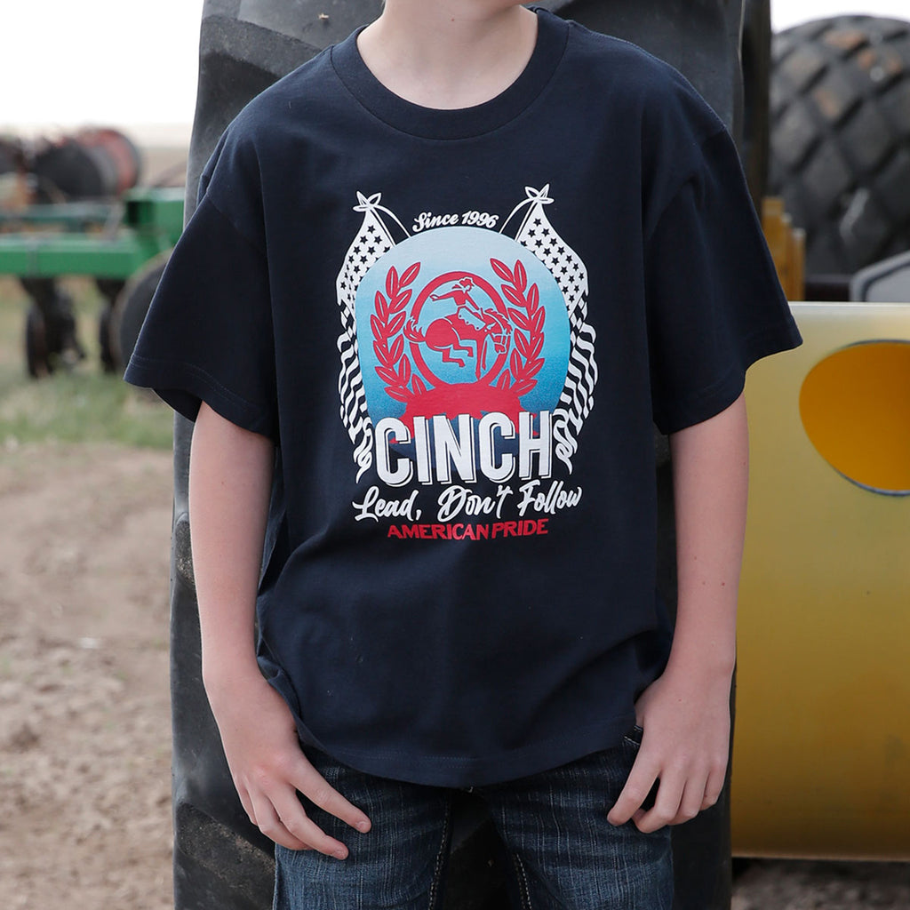 Cinch Boy's Navy Lead Don't Follow Tee