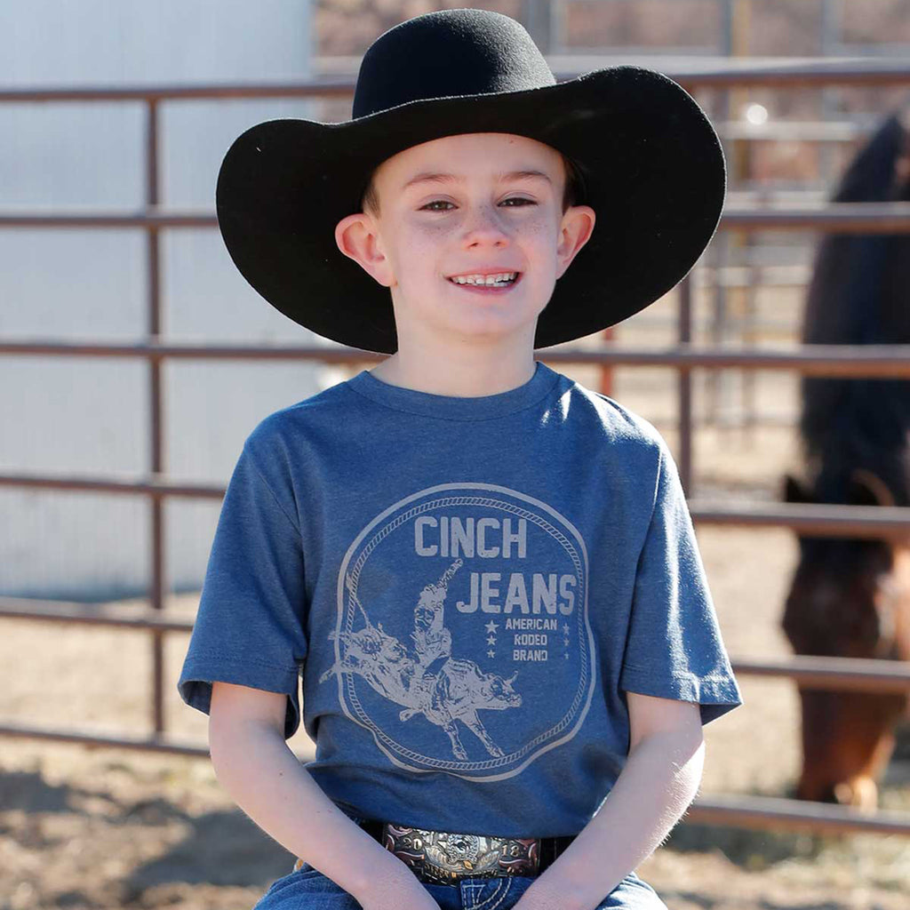 Navy Cinch Jeans Circle Logo with Bull Rider