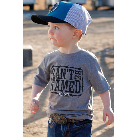 Gray T-shirt with Can't Be Tamed Inside Barbwire Graphic