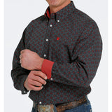 Cinch Men's Black and Red Patterned Long Sleeve