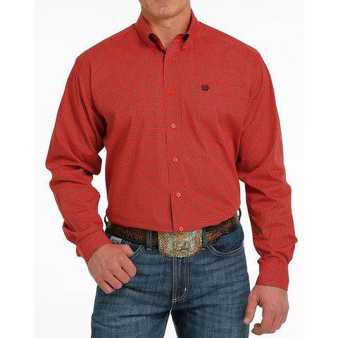 Cinch Men's Red Patterned Long Sleeve